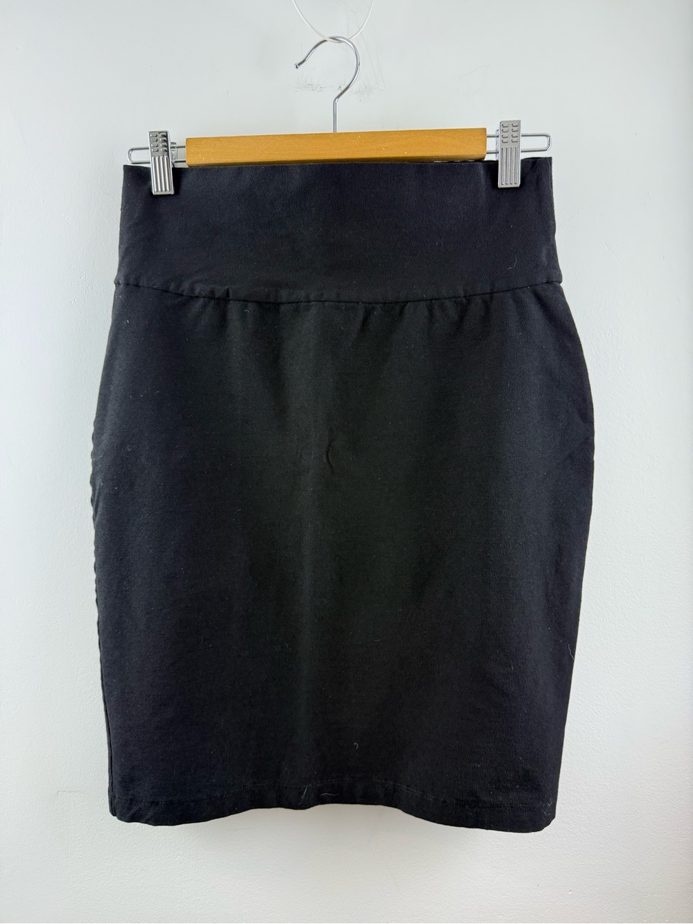 Eileen Fisher Black Knit Pencil Skirt Straight Stretch Comfort Waistband XS